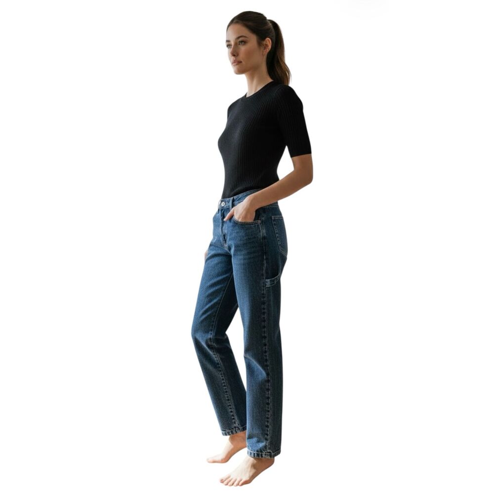 Paper Denim & Cloth ‘The Carpenter’ Relaxed Tapered Jeans in Dark Blue Size 28